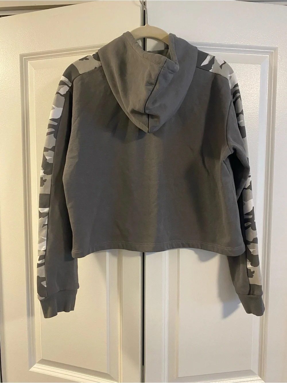 Puma Charcoal Cropped Hoodie with White Logo